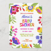 Invitation Fleurs colorées baby shower amusant (Devant / Derrière)
