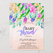 Invitation Fleurs colorées Baby shower de printemps (Devant / Derrière)