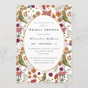 Invitation Fleurs colorées de la douche nuptiale oiseaux déco