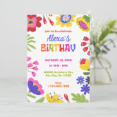 Invitation Fleurs colorées fête d'anniversaire amusant (Debout devant)