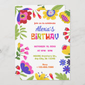 Invitation Fleurs colorées fête d'anniversaire amusant (Devant / Derrière)