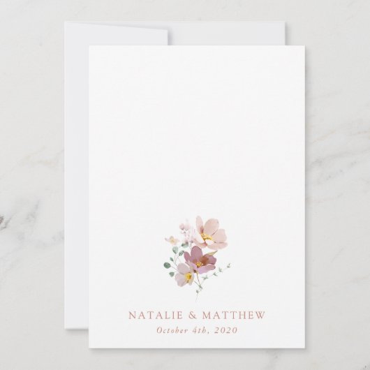 Invitation Fleurs colorées, Fleur sauvage, Boho, Mariage (Dos)