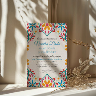 Invitation Fleurs Colorées Fleurs Boda Mariage Espagnol