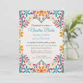 Invitation Fleurs Colorées Fleurs Boda Mariage Espagnol (Debout devant)