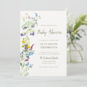 Invitation Fleurs colorées fleurs sauvages Baby shower élégan (Debout devant)