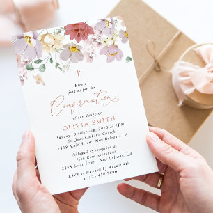 Invitation Fleurs Colorées, Fleurs Sauvages, Bohème, Confirma