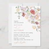 Invitation Fleurs Colorées, Fleurs Sauvages, Bohème, Mariage (Devant)