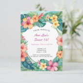 Invitation Fleurs colorées Hawaii Anniversaire (Debout devant)