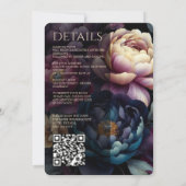 Invitation Fleurs colorées lunatiques avec code QR (Dos)