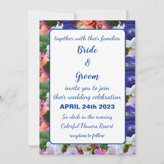 Invitation Fleurs Colorées Mariage Floral (Devant)