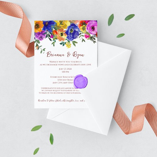 Invitation Fleurs colorées Mariages d'été