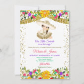 Invitation Fleurs colorées Mexicaine Fiesta Couples douche (Devant)