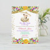 Invitation Fleurs colorées Mexicaine Fiesta Couples douche (Debout devant)