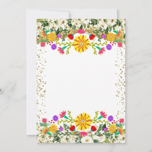 Invitation Fleurs colorées mexicaines avec Parties scintillan (Dos)