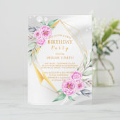 Invitation Fleurs colorées simples et fraîches Anniversaire (Debout devant)