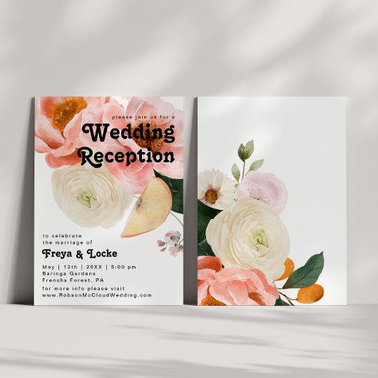 Invitation Fleurs Colorées Vibrantes | Réception de Mariage