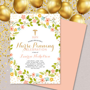 Invitation Fleurs + Confetti Nurse Pinning fête de graduation