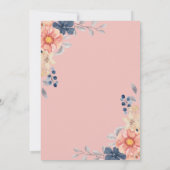 Invitation Fleurs corail et marine | Mariage d'aquarelle Mono (Dos)