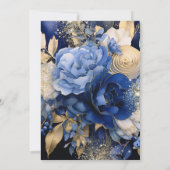 Invitation Fleurs Crème Bleu Marine Baptême (Dos)