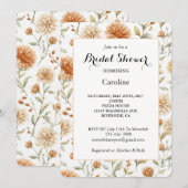Invitation Fleurs Crème Orange Mariage (Devant / Derrière)