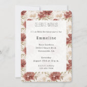 Invitation Fleurs Crème Rouge Anniversaire (Devant)