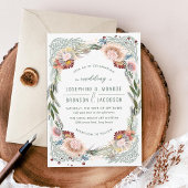 Invitation Fleurs croisées Mariage blanc unique