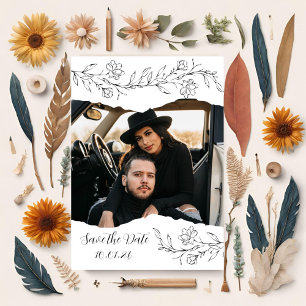 Invitation Fleurs croquantes et papier déchiré Date de sauveg