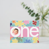 Invitation Fleurs croquantes Premier Anniversaire rose (Debout devant)