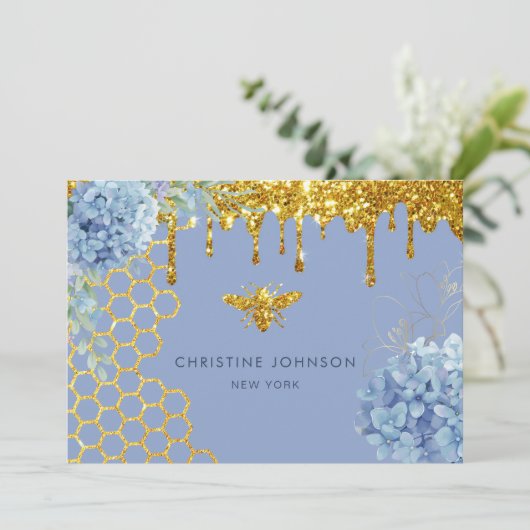 Invitation fleurs d'abeille et d'hydrangée (Debout devant)