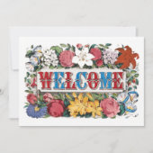 Invitation Fleurs d'ACCUEIL vintages Fête de l'échauffement (Devant)