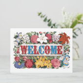 Invitation Fleurs d'ACCUEIL vintages Fête de l'échauffement (Debout devant)