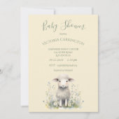Invitation Fleurs d'agneau mignonnes Baby shower jaune (Devant)