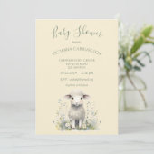 Invitation Fleurs d'agneau mignonnes Baby shower jaune (Debout devant)