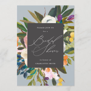 Invitation Fleurs d'agrumes brillantes  Dusty Blue  Fête de l