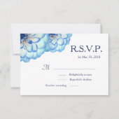 Invitation Fleurs Dahlia bleu blanc rose floral mariage RSVP (Devant)
