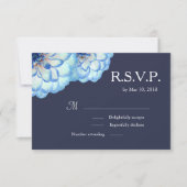 Invitation Fleurs Dahlia bleu marine blush mariage floral RSV (Devant)