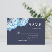 Invitation Fleurs Dahlia bleu marine blush mariage floral RSV (Debout devant)