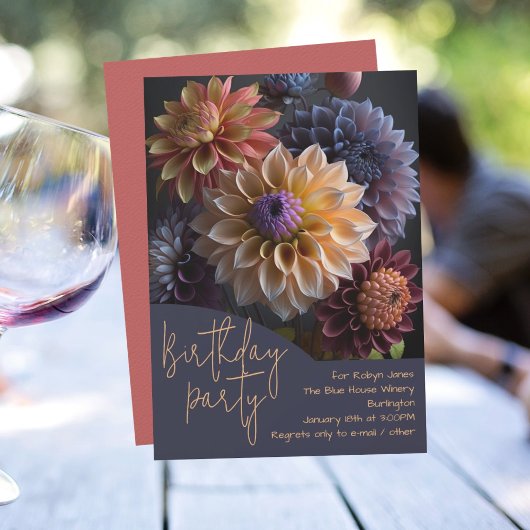 Invitation Fleurs Dahlia fête d'anniversaire
