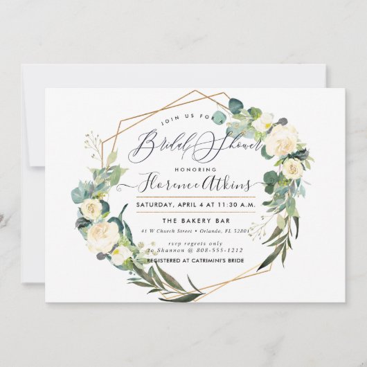 Invitation Fleurs d'albâtre Rustique Fête de l'mariée (Devant)