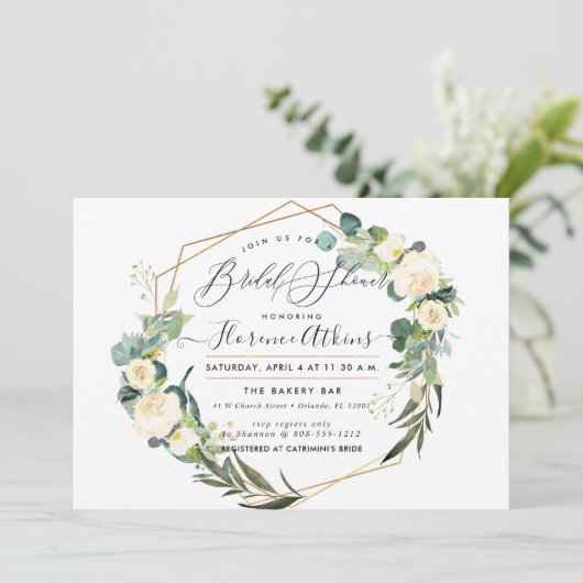 Invitation Fleurs d'albâtre Rustique Fête de l'mariée (Debout devant)