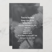 Invitation Fleurs d'Allium Noir Et Blanc pour Fête (Devant / Derrière)
