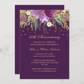 Invitation Fleurs d'améthyste violette 50e anniversaire de ma (Devant / Derrière)