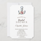 Invitation Fleurs d'ancre à l'aquarelle Réception de mariage (Devant)