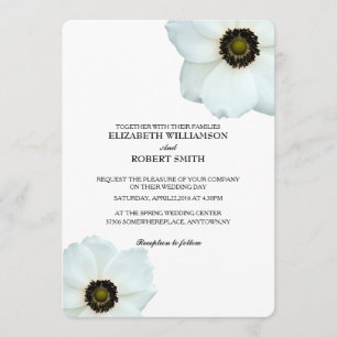 Invitation Fleurs d'anémones blanches noires