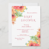 Invitation Fleurs d'angle à l'aquarelle Chic pour Baby Shower (Devant)