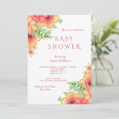 Invitation Fleurs d'angle à l'aquarelle Chic pour Baby Shower (Debout devant)