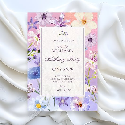 Invitation Fleurs d'anniversaire
