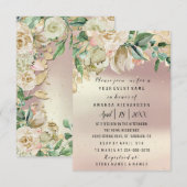 Invitation Fleurs d'anniversaire de mariage Rose Gold Mint Aq (Devant / Derrière)