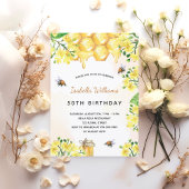Invitation Fleurs d'anniversaire jaune élégant été adulte