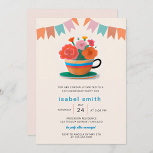 Invitation Fleurs dans un Teacup Anniversaire de enfant Party